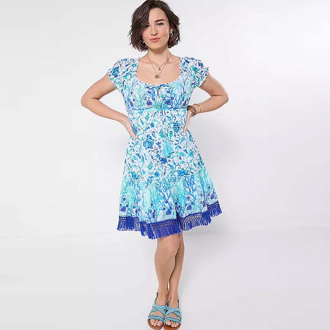 Joe Browns Ocean Blue Sequin and Embroidered Dress Blue WF499