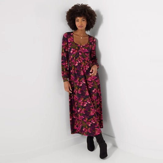 Joe Browns Lovely Lily Print Long Sleeve Jersey Midi Dress WF724