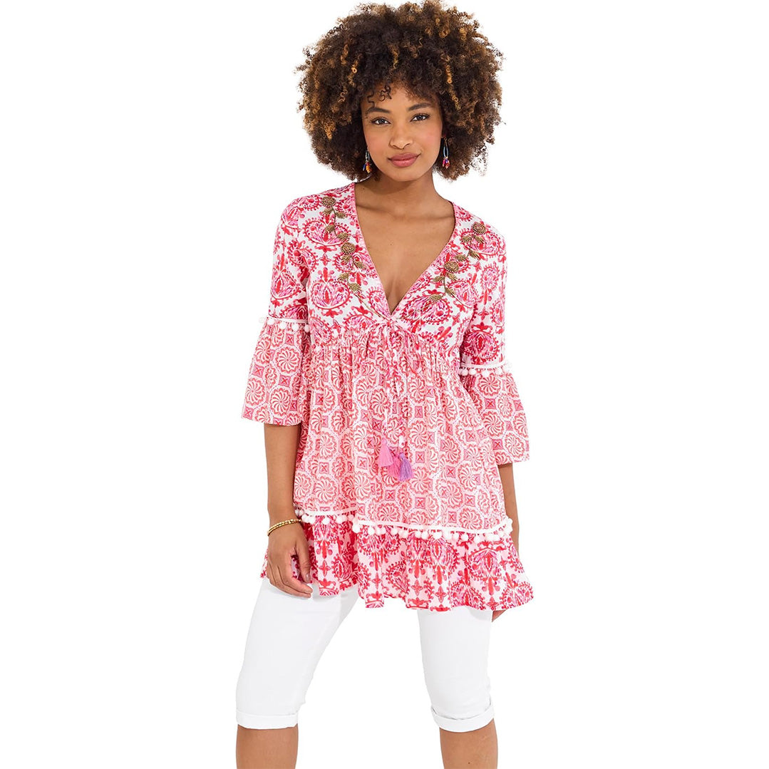 Joe Browns Pretty In Pink Printed Cotton Tunic Pink WG649