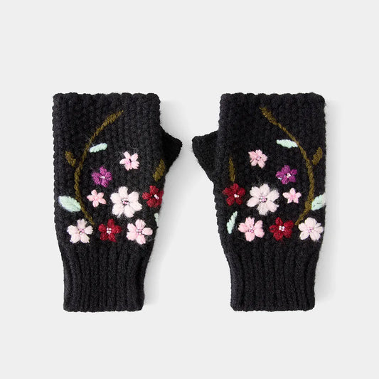 Joe Browns Pretty Floral Embroidered Fingerless Gloves HB732